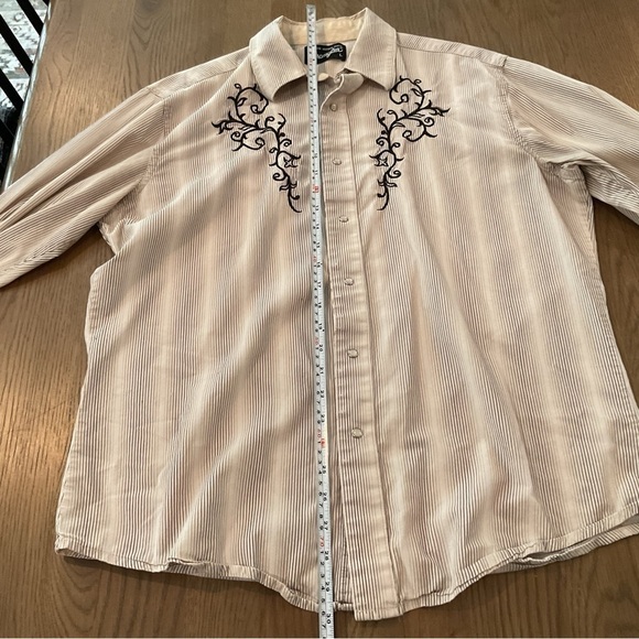 Wrangler Striped Pearl Snap Embroidered Western Shirt Size Large Cowgirl - Picture 9 of 10